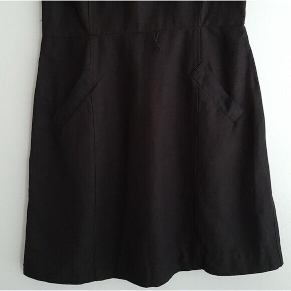 CALVIN KLEIN / Linen Blend w/ Pockets Knee Length Dress Black Sz 12 - Picture 4 of 12